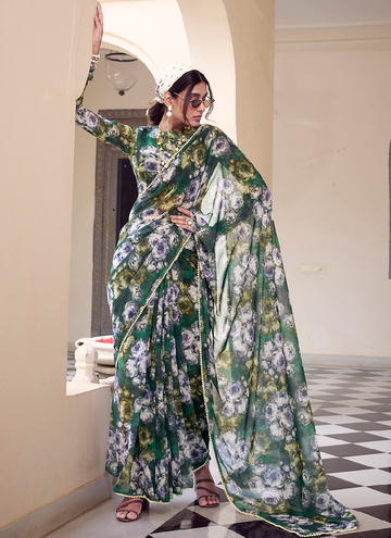Amazing Marble Georgette saree with allover floral print work.